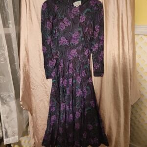 Melanie Drucker E.D. Michaels Floral Midi Dress Vintage 80s, Size 11/12